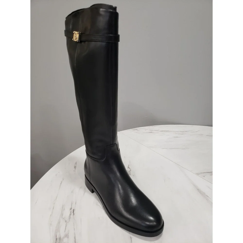 NEW Guess TALL Black leather boots ZORO Size 8.5 riding‎ fall knee high